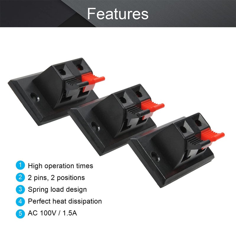 Fielect Speaker Spring Terminals Clip 2 Way Terminals Strip Block Jointing Clamp Test Clip Jack Socket Push Release Connector, WP2-3 - Image 5